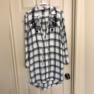 Plaid Black & White Ana Button Up Dress